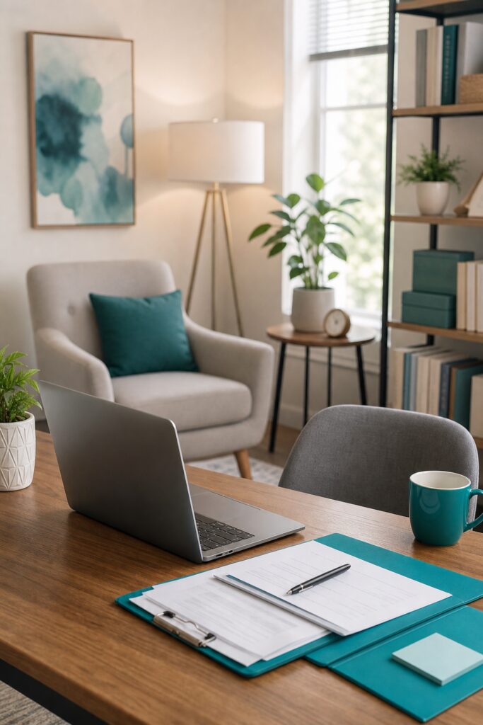 Texas Medicaid STAR Behavioral Health Billing: Enroll, Revalidate and Pick Your Plans 2 Practice manager reviewing a Medicaid enrollment screen at a desk for Texas Medicaid STAR behavioral health billing