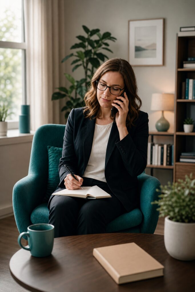 BCBSTX Behavioral Health Billing: Onboarding, Availity and the 2026 Changes 2 Therapist at a laptop completing an online payer onboarding form for BCBSTX behavioral health billing