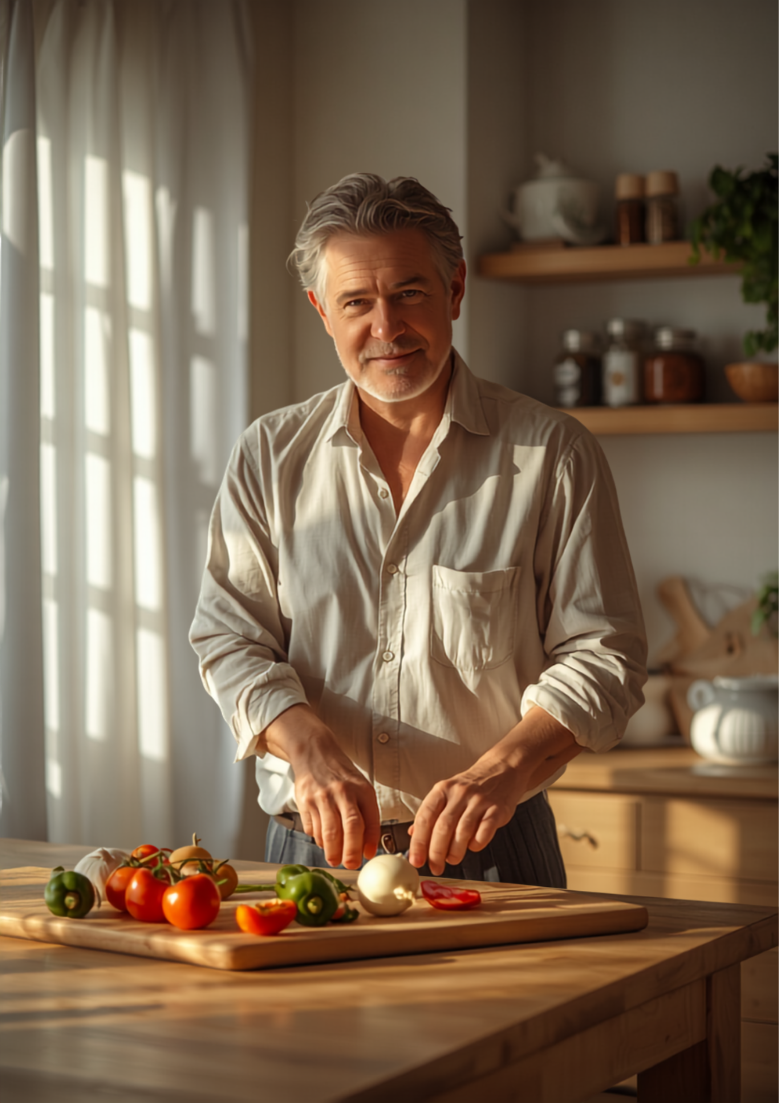 Individual Chopping Vegetables at Kitchen Island