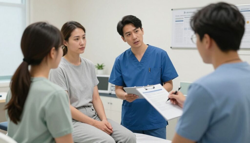 Florida Telehealth Billing for Therapists: 5 Easy Checks 2 Florida telehealth billing for therapists: a psychiatrist reviewing a TMS treatment plan with a patient in a calm clinical office setting, captured in a realistic, professional, and diverse photographic style