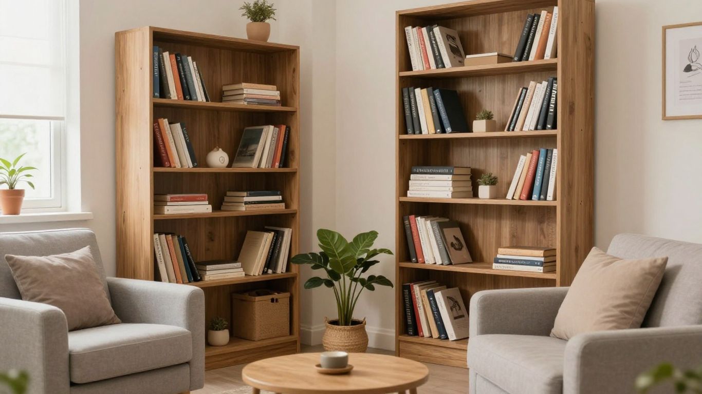 Private practice management: a calm therapy office with bookshelves and armchairs for therapists and psychiatrists