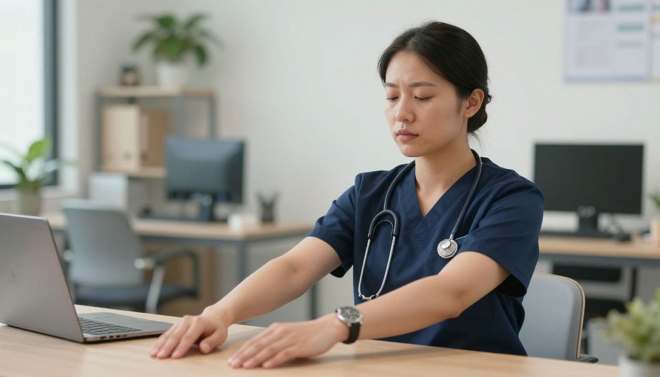 A professional and realistic image of a mental health provider taking a moment of, illustrating Florida timely filing for therapists