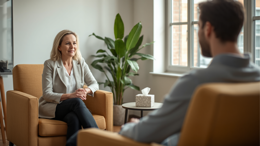 Florida Blue Mental Health Billing: 6 Easy Essentials 2 Florida Blue mental health billing: a professional therapist meeting with a patient during a counseling session