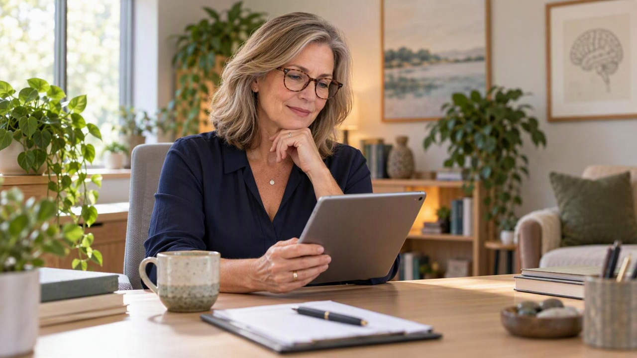 Medical Billing for Mental Health: A Plain-English Guide 2 Clinician reviewing medical billing for mental health on a tablet