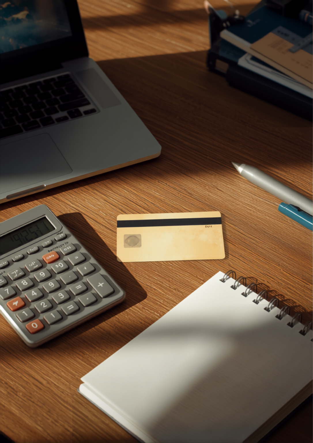 In-network vs out-of-network billing: calculator, insurance card and laptop on a desk